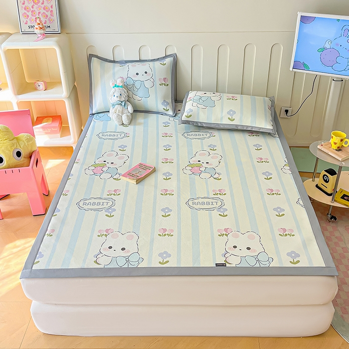 91家纺网 家纺一手货源 找家纺 安哆啦家纺 安哆啦家纺 2024新款A类冰藤印花凉席 花中兔-凉席款