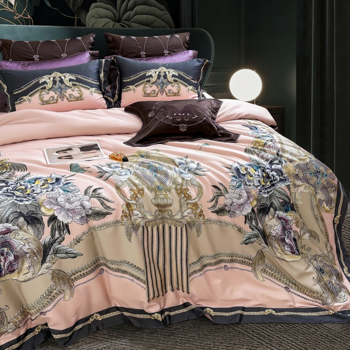 91家纺网 家纺一手货源 找家纺 （总）至爱今生 2024新款100支全棉色织提花四件套 伊甸园