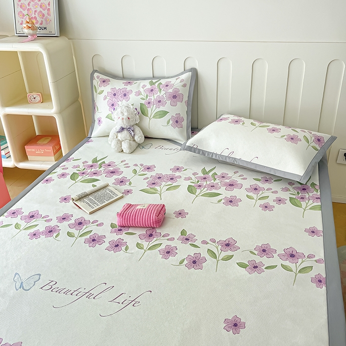 91家纺网 家纺一手货源 找家纺 安哆啦家纺 安哆啦家纺 2024新款A类冰藤印花凉席 浪漫花语-凉席款