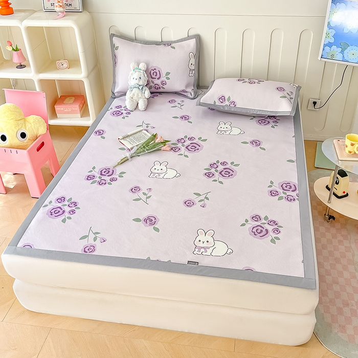 91家纺网 家纺一手货源 找家纺 安哆啦家纺 安哆啦家纺 2024新款A类冰藤印花凉席 紫花兔-凉席款