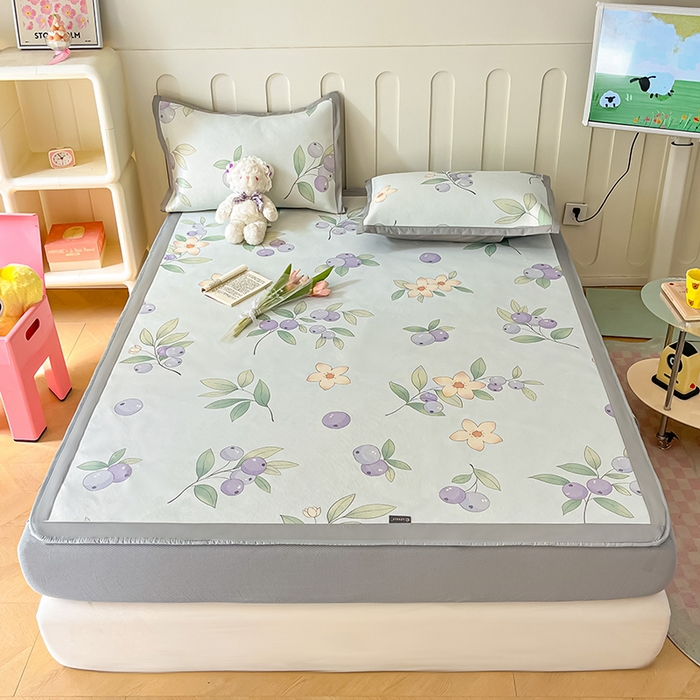 91家纺网 家纺一手货源 找家纺 安哆啦家纺 安哆啦家纺 2024新款A类冰藤印花凉席 蓝莓-床笠款