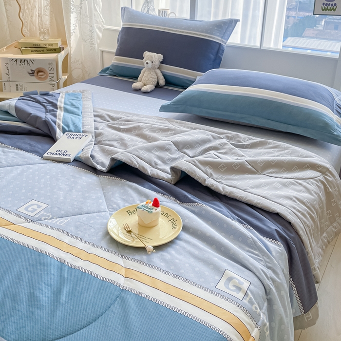 91家纺网 家纺一手货源 找家纺 菲梵家纺 2025春夏新品A类全棉喷气印花夏被 被子被芯 格兰德