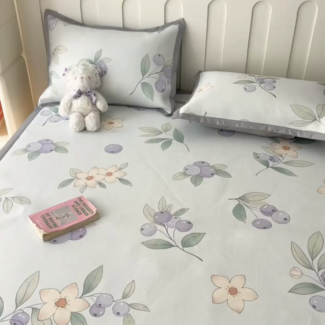 91家纺网 家纺一手货源 找家纺 安哆啦家纺 安哆啦家纺 2024新款A类冰藤印花凉席 蓝莓-凉席款