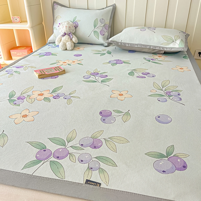 91家纺网 家纺一手货源 找家纺 安哆啦家纺 安哆啦家纺 2024新款A类冰藤印花凉席 蓝莓-凉席款