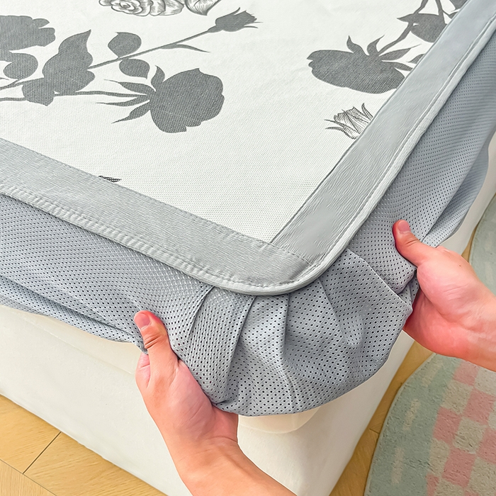 91家纺网 家纺一手货源 找家纺 安哆啦家纺 安哆啦家纺 2024新款A类冰藤印花凉席 花上枝-床笠款