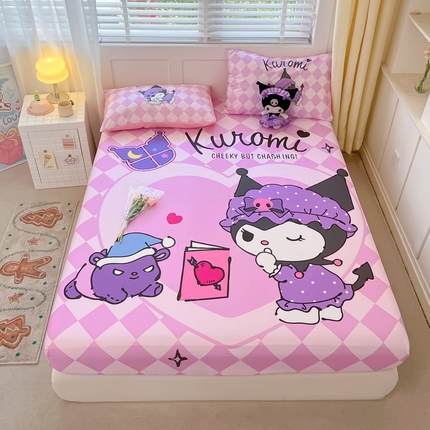 金爱家 2024新款全棉三丽鸥正版大版单品床笠 晚安库洛米