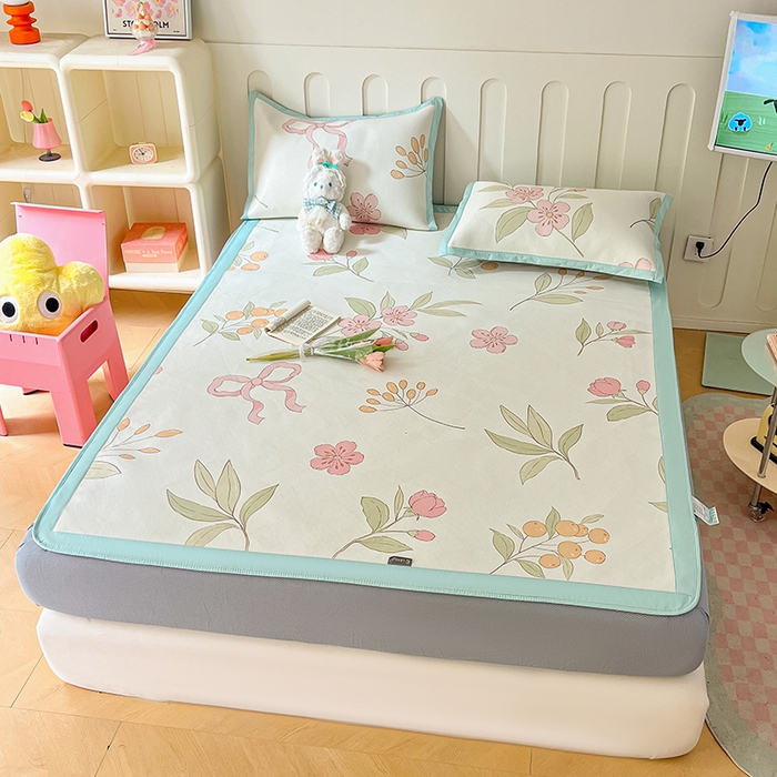 91家纺网 家纺一手货源 找家纺 安哆啦家纺 安哆啦家纺 2024新款A类冰藤印花凉席 蝶恋花-床笠款