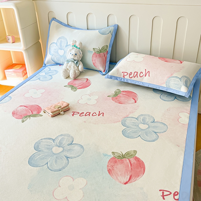 91家纺网 家纺一手货源 找家纺 安哆啦家纺 安哆啦家纺 2024新款A类冰藤印花凉席 水蜜桃-凉席款