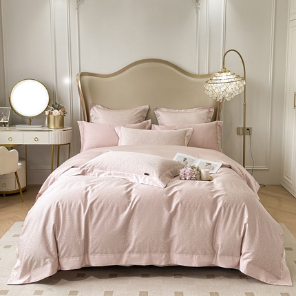 品家居 2025新款长绒棉宽边印花四件套-邂逅 邂逅粉色