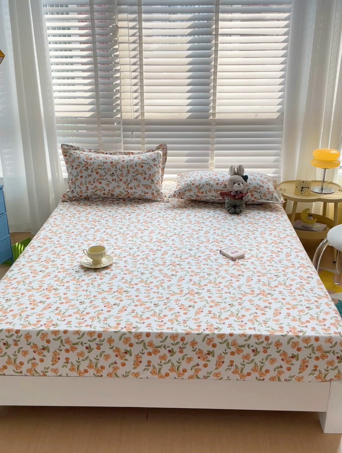 91家纺网 家纺一手货源 找家纺 楠沐家纺 2025新款亲肤印花芦荟棉水洗棉床笠系列 花千朵