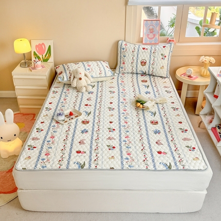 91家纺网 家纺一手货源 找家纺 简宜家居（朝初家纺） 2025新款凉感丝平铺席 花篮兔兔