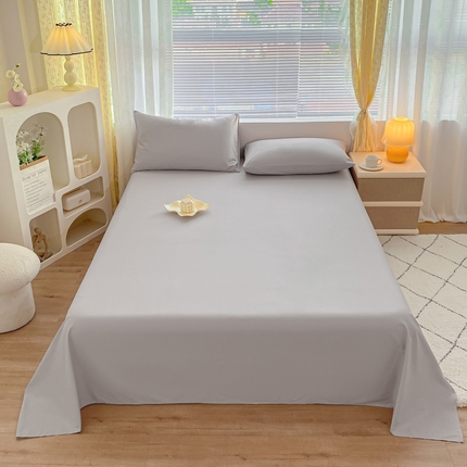 91家纺网 家纺一手货源 找家纺 暖季 2025新款40支全棉纯色床单 山灰