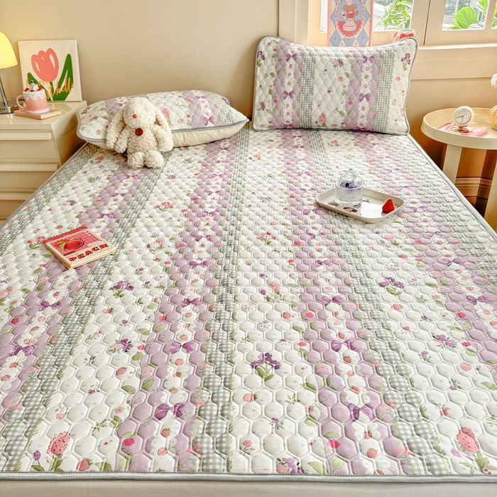 91家纺网 家纺一手货源 找家纺 简宜家居（朝初家纺） 2025新款凉感丝平铺席 紫藤花花