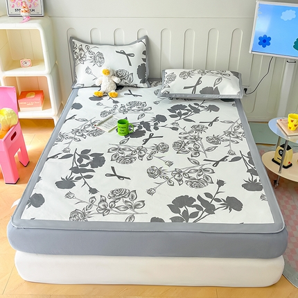 安哆啦家纺 2024新款A类冰藤印花凉席 花上枝-床笠款