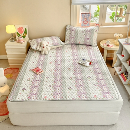 91家纺网 家纺一手货源 找家纺 简宜家居（朝初家纺） 2025新款凉感丝平铺席 紫藤花花