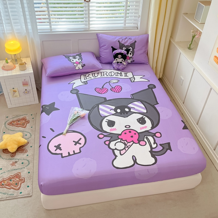 91家纺网 家纺一手货源 找家纺 金爱家 2024新款全棉三丽鸥正版大版单品床笠 贪吃库洛米