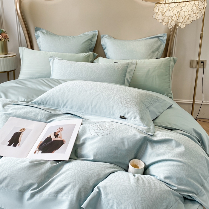 91家纺网 家纺一手货源 找家纺 （总）品家居 2025新款长绒棉宽边印花四件套-邂逅