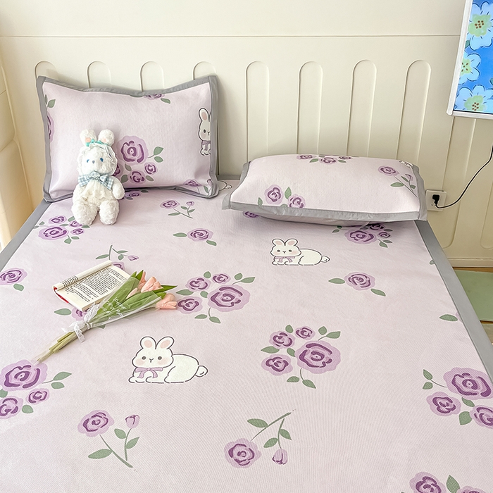 91家纺网 家纺一手货源 找家纺 安哆啦家纺 安哆啦家纺 2024新款A类冰藤印花凉席 紫花兔-凉席款