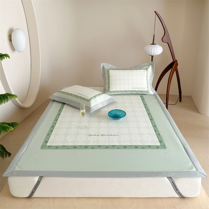 91家纺网 家纺一手货源 找家纺 （总）甜梦 2025新款简欧大板凉感品质7A抗菌防螨印花养生冰丝席系列