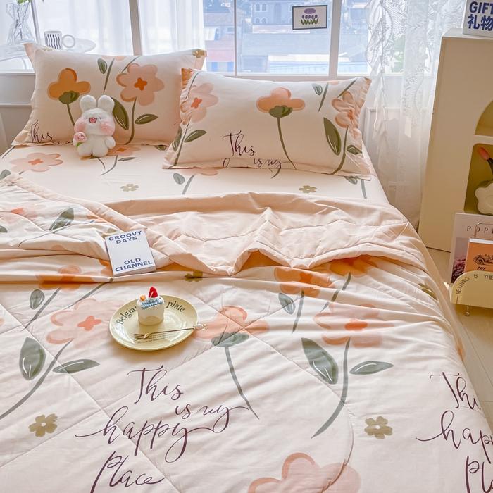 91家纺网 家纺一手货源 找家纺 菲梵家纺 2025春夏新品A类全棉喷气印花夏被 被子被芯 春日暖阳