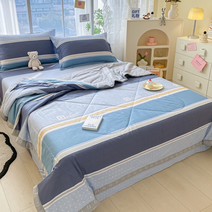 91家纺网 家纺一手货源 找家纺 菲梵家纺 2025春夏新品A类全棉喷气印花夏被 被子被芯 格兰德