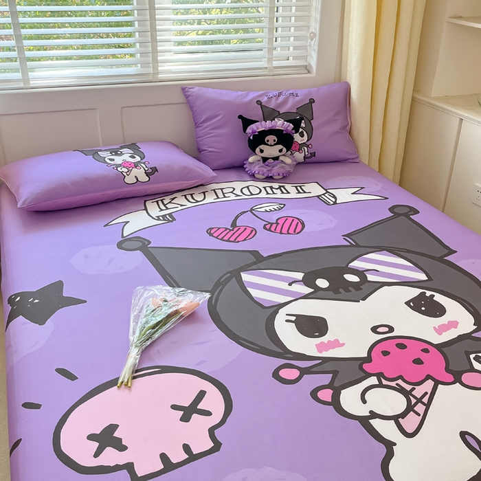 91家纺网 家纺一手货源 找家纺 金爱家 2024新款全棉三丽鸥正版大版单品床笠 贪吃库洛米