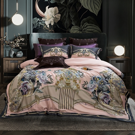 91家纺网 家纺一手货源 找家纺 （总）至爱今生 2024新款100支全棉色织提花四件套 伊甸园