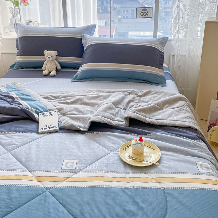 91家纺网 家纺一手货源 找家纺 菲梵家纺 2025春夏新品A类全棉喷气印花夏被 被子被芯 格兰德