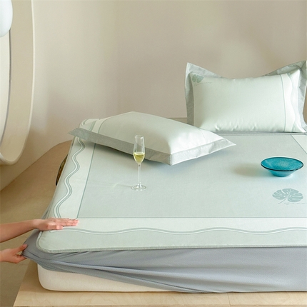 91家纺网 家纺一手货源 找家纺 （总）甜梦 2025新款简欧大板凉感品质7A抗菌防螨印花养生冰丝席系列