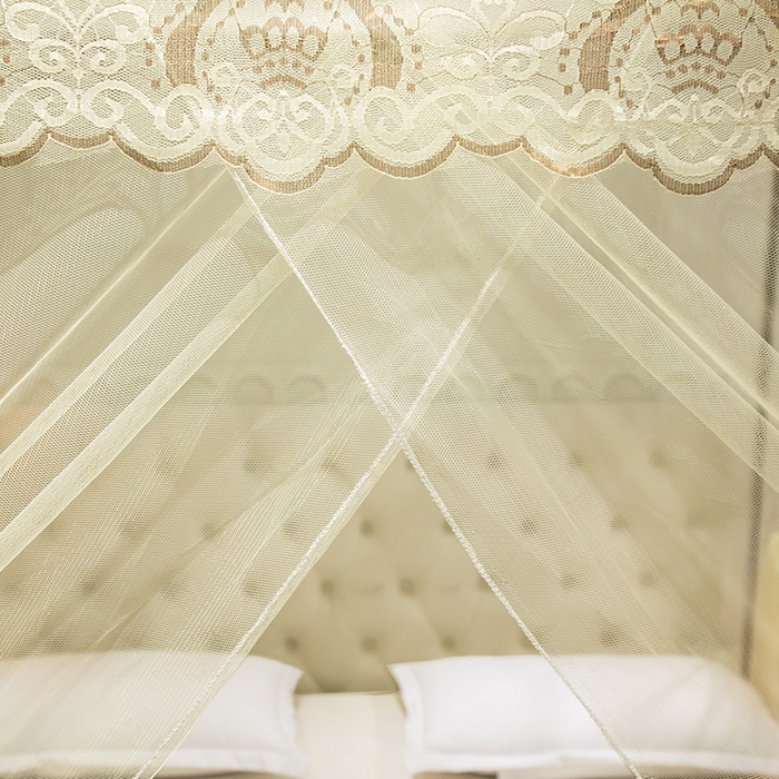 91家纺网 家纺一手货源 找家纺 千逸虹 2024年新款宫廷款落地蚊帐 黄色