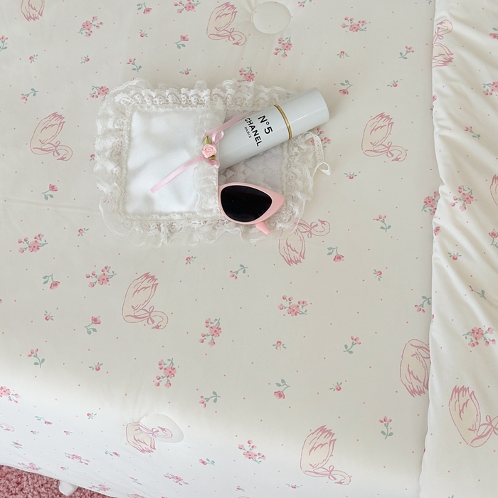 91家纺网 家纺一手货源 找家纺 昔可家纺 2024新款凉感冰皮床盖和同款夏被 蝴蝶结天鹅