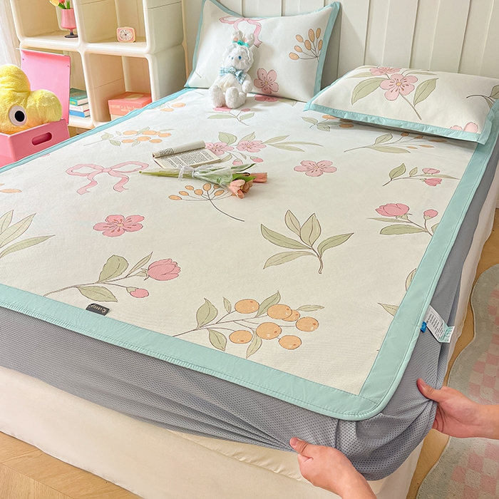 91家纺网 家纺一手货源 找家纺 安哆啦家纺 安哆啦家纺 2024新款A类冰藤印花凉席 蝶恋花-床笠款