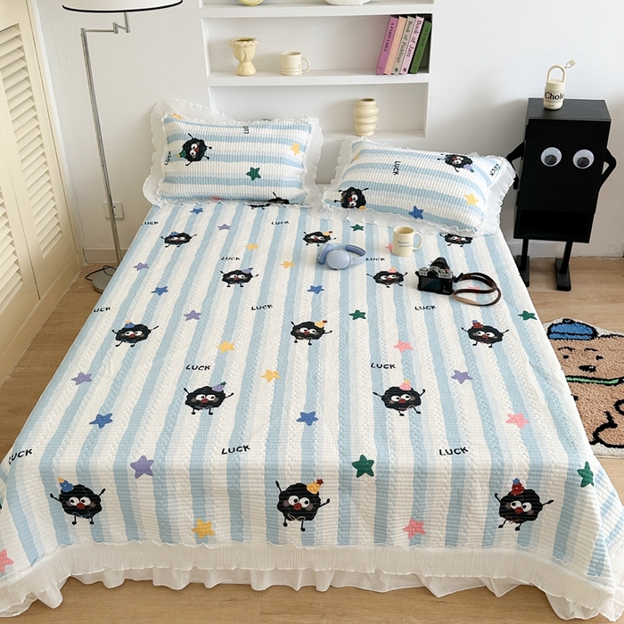 91家纺网 家纺一手货源 找家纺 昔可家纺 2024新款凉感冰皮床盖和同款夏被 星星煤球