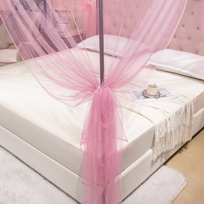 91家纺网 家纺一手货源 找家纺 千逸虹 2024年新款宫廷款落地蚊帐 粉色