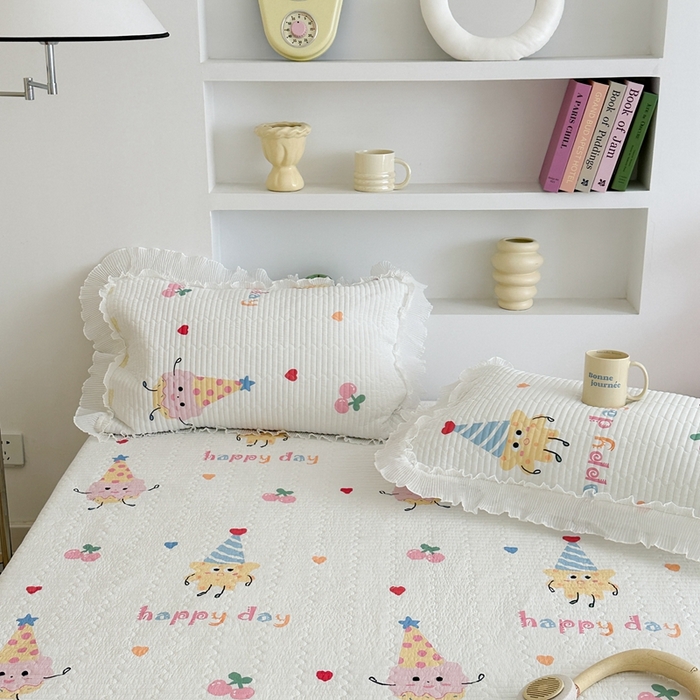 91家纺网 家纺一手货源 找家纺 昔可家纺 2024新款凉感冰皮床盖和同款夏被 樱桃曲奇