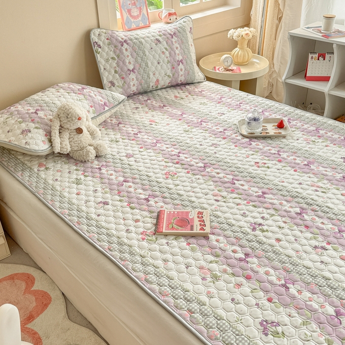 91家纺网 家纺一手货源 找家纺 简宜家居（朝初家纺） 2025新款凉感丝平铺席 紫藤花花