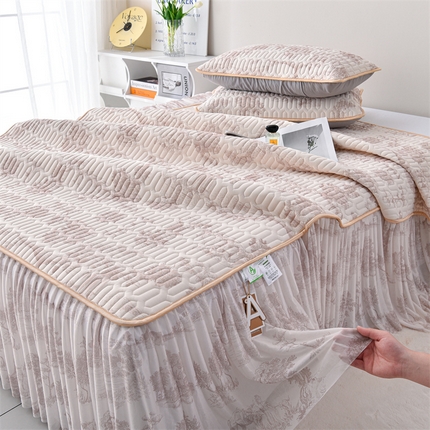 91家纺网 家纺一手货源 找家纺 （总）布卢姆床垫2025新款5mm印花乳胶凉席凉感丝席床裙款