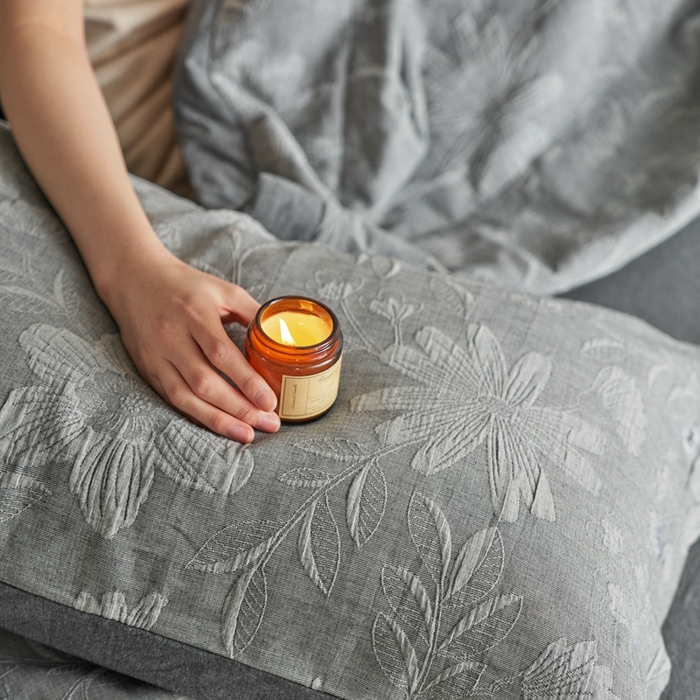 91家纺网 家纺一手货源 找家纺 安莱生活 2024新款高端双层纱色织大提花夏被 馥香 馥香-深灰