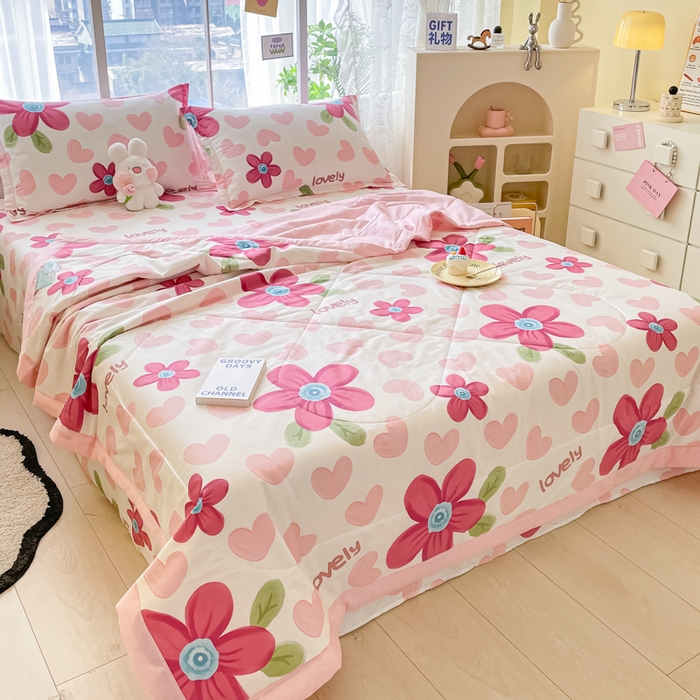 91家纺网 家纺一手货源 找家纺 菲梵家纺 2025春夏新品A类全棉喷气印花夏被 被子被芯 梦入花香