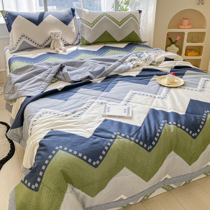 91家纺网 家纺一手货源 找家纺 菲梵家纺 2025春夏新品A类全棉喷气印花夏被 被子被芯 莱赛尔