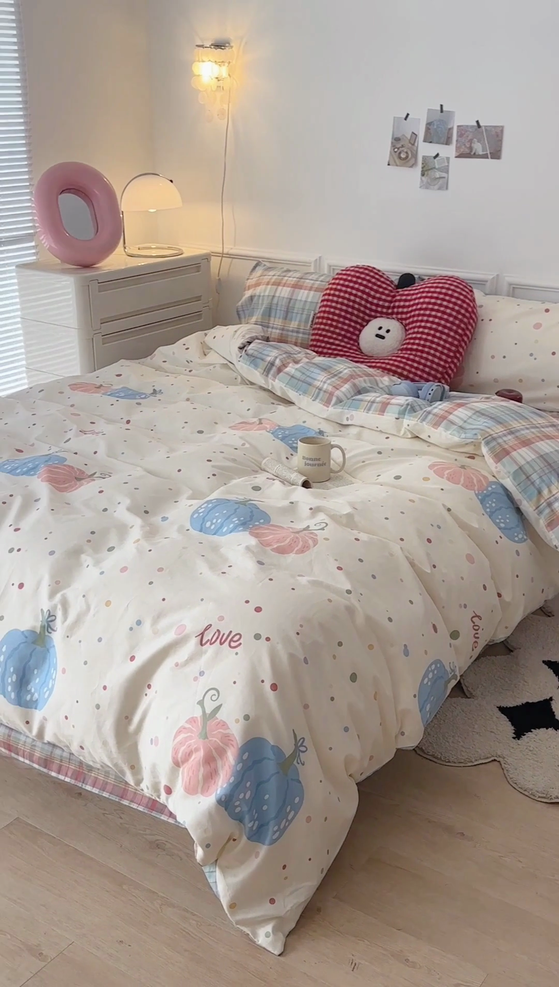 91家纺网 家纺一手货源 找家纺 昔可家纺 2024新款全棉卡通印花四件套 彩色波点南瓜