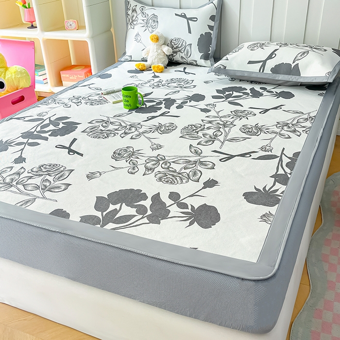 91家纺网 家纺一手货源 找家纺 安哆啦家纺 安哆啦家纺 2024新款A类冰藤印花凉席 花上枝-床笠款