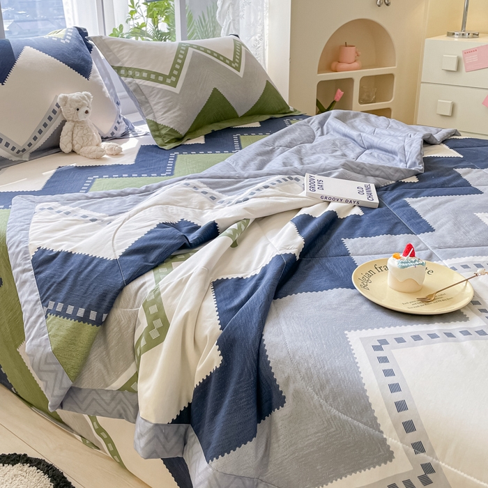 91家纺网 家纺一手货源 找家纺 菲梵家纺 2025春夏新品A类全棉喷气印花夏被 被子被芯 莱赛尔