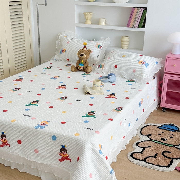 91家纺网 家纺一手货源 找家纺 昔可家纺 2024新款凉感冰皮床盖和同款夏被 欢乐小丑