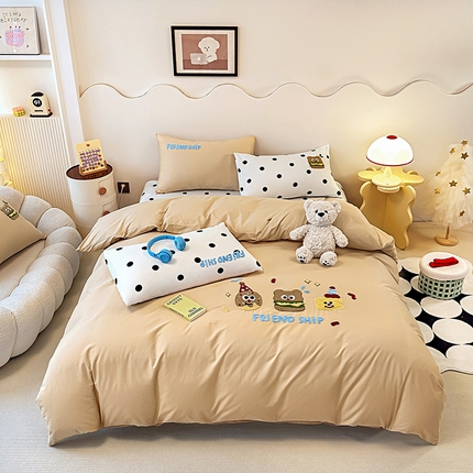 91家纺网 家纺一手货源 找家纺 （总）其奥家纺 2025新款毛巾绣全棉四件套纯棉学生三件套