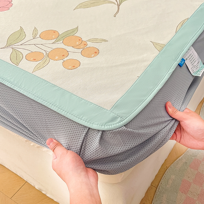 91家纺网 家纺一手货源 找家纺 安哆啦家纺 安哆啦家纺 2024新款A类冰藤印花凉席 蝶恋花-床笠款