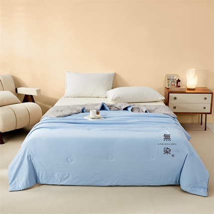 91家纺网 家纺一手货源 找家纺 换种生活 2024新款泡泡棉无染款夏被蓝灰色