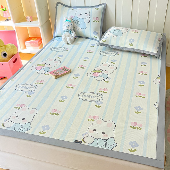 91家纺网 家纺一手货源 找家纺 安哆啦家纺 安哆啦家纺 2024新款A类冰藤印花凉席 花中兔-凉席款