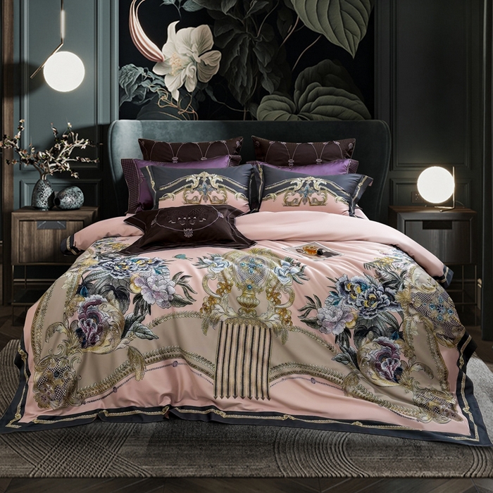 91家纺网 家纺一手货源 找家纺 （总）至爱今生 2024新款100支全棉色织提花四件套 伊甸园