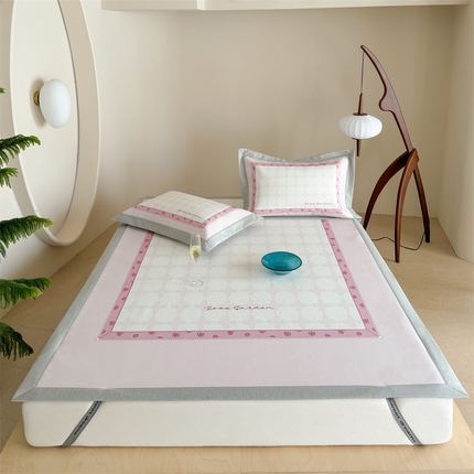 91家纺网 家纺一手货源 找家纺 （总）甜梦 2025新款简欧大板凉感品质7A抗菌防螨印花养生冰丝席系列